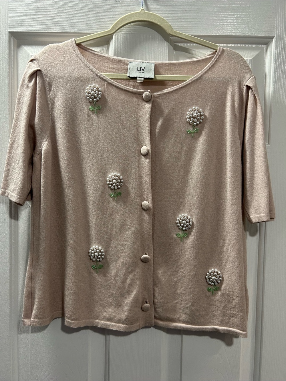 Milano LIV Cream Knit Button Cardigan